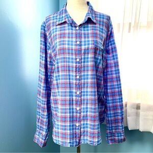 J. Crew Light Blue and Red Plaid Perfect Fit Button Down